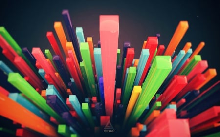 3 d bars - bar, color, abstract, 3d