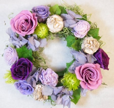 Spring wreath - flowers, roses, wreath, spring, still life