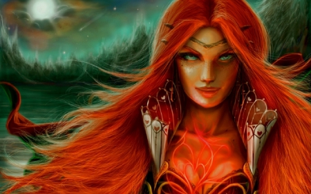 Red Witch - witch, digital, fantasy, beautiful, girl, woman, redhead, art