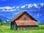 village homes in an alpine valley