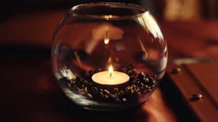 Candle - coffee beans, coffee bean, brown, candle, candles