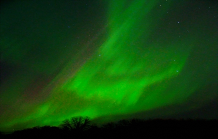 Aurora Borealis - The Suns after Beauty, Northern Lights, Green Lights in the Night Sky, Aurora Borealis