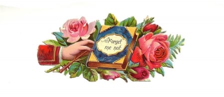 Victorian Calling Card Forget~Me~Not - Victorian, Card, Forget Me Not, Roses