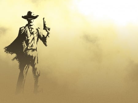 wstern art - gun, clint eastwood, dust, wallpaper, wstern art