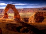 fabulous natural rock arch in a canyonl hdr