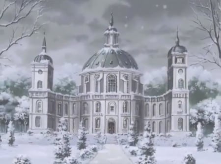 SP: White Winter - pretty, anime, scenery, landscape, scene, snow, strawberry panic, nice, house, winter, beautiful, scenic, beauty, lovely, sweet, white, building