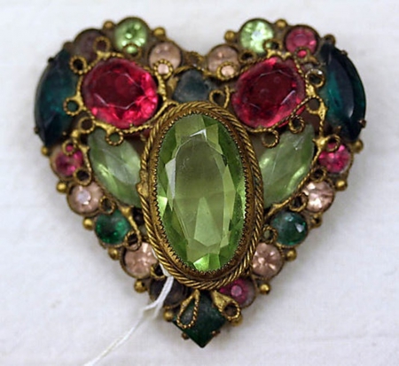 brooch - nice, cool, glass, heart, fashion, brooch