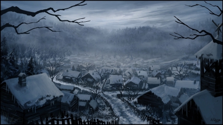 Forgotten Village - village, snow, winter, houses