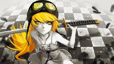 Bakemonogatari - bakemonogatari, sword, anime, girl