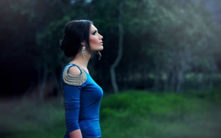 Blue Mood - mood, women, model, blue