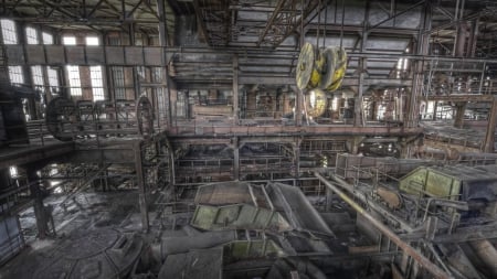 abandoned factory hdr - metal, beams, hdr, facroty, abandoned