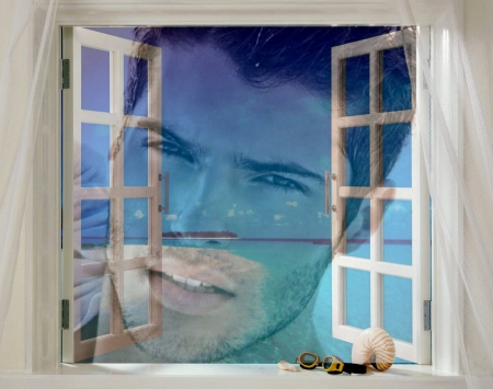 * - georgeus, window, sea, man