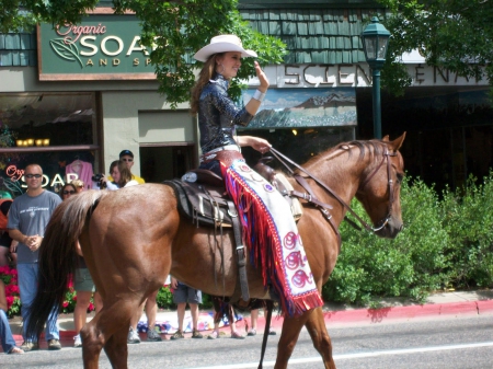 Cowgirl Parade - fun, female, parade, cowgirls, boots, hats, outdoors, rodeo, western, horses, chaps, blondes, beautiful, saddles