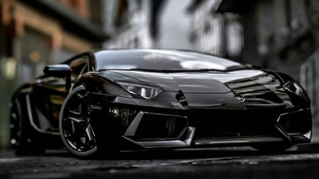 Lamborghini Aventador - cars, lamborghini, black, aventador