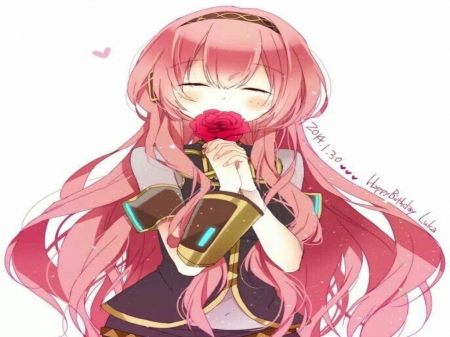 Luka - kawaii, vocaloid, megurine luka, anime, long hair, blush, anime girl, pink hari