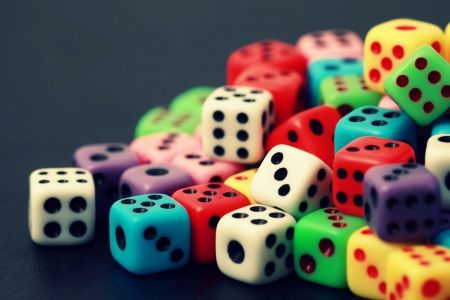 Different Dice - dice, cups, macro, mood, different, colored