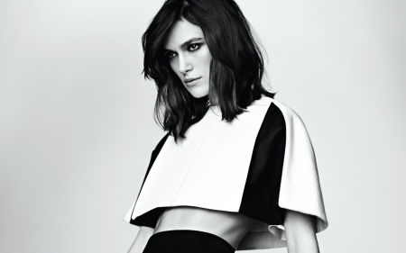 Keira Knightley - white, black, model, keira knightley, actress, girl, woman