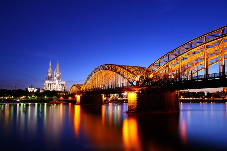 Cologne, Germany - reflections, river, water, rhine, dome