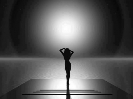 Black &White - moon, black and white, night, woman