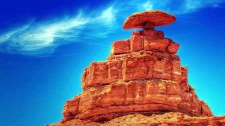 table top rock formation hdr - teeter, desert, formation, hdr, table, rocks, sky