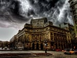 dark stormy clouds over barcelona spain hdr