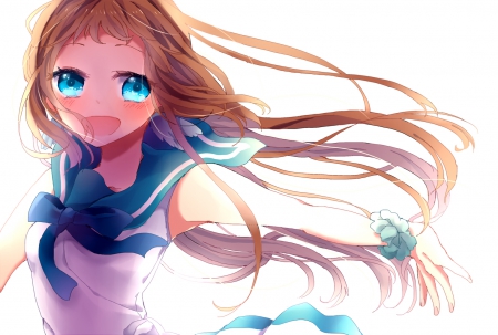 ~Mukaido Manaka~ - pretty, anime, nagi no asukara, mukaido manaka, long hair, brown hair, blue eyes