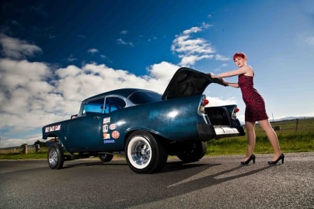 Gasser With Model - babe, classic, white walls, blue