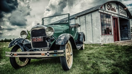 fantastic vintage ford roadster hdr - garage, car, vintage, roadster, convertable, hdr