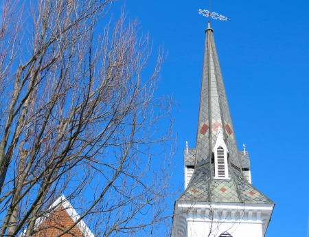 Old Church Slate Roof - nature, steeple, church, weather vane, architecture, tower, religious