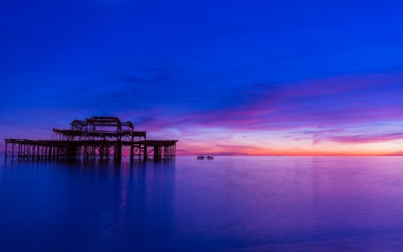 Blue Sky - sky, ocean, sunset, sea