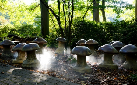 Take a seat - style, mushroom, trees, park