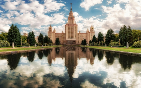 Beautiful place - sky, architecture, nature, reflection