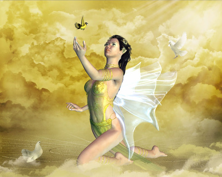 Heavenly Beauty - clouds, faerie, fairy, heavens, sky