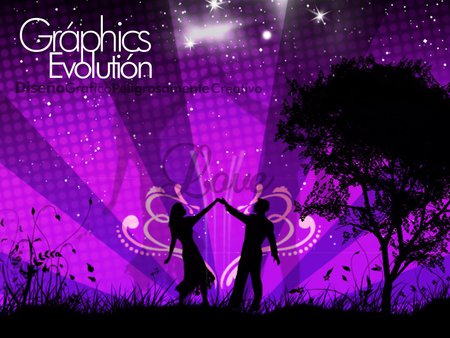 Love Is Beautiful - silhouette, vector, graphic evolution, love, stars, tree, purple, rays, art