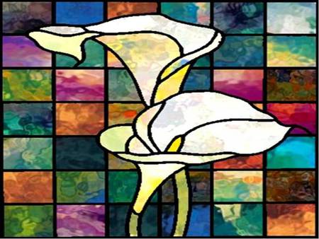 Calla Lilies - calla lilies, art, stained glass squares