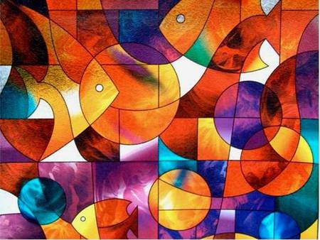 Colourful Fishes - geometric shapes, art, fish, circles, design