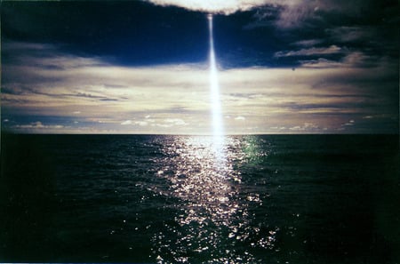 The Mysterious Atlantic - sky, atlantic ocean, clouds, light beam