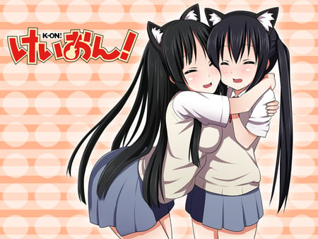 Mio and Asuza - school uniform, asuza, k-on, anime, nekomimi, school girl, mio