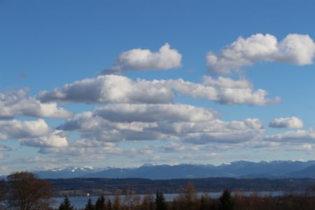 Bavarian skies - lake, Blueskies, mountains, nature