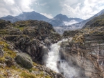 wondrous waterfall in a gorge hdr