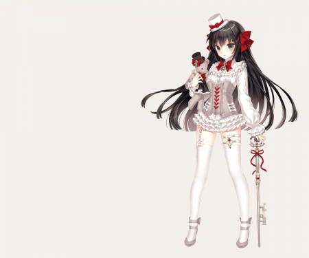 Maiden - pretty, anime, female, dress, long hair, lolita, plain, ribbon, hd, nice, gown, anime girl, beautiful, girl, simple, beauty, lovely, sweet, white, black hair