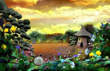 â˜…Flowers Songsâ˜… - photomanipulation, sky, flowers songs, animals, weather, spring, creative pre-made, mushroomhourses, insects, digital art, butterflies, fields, plants trees, nature, love four seasons, seasons, flowers, butterfly designs