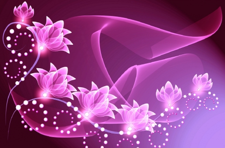 Pink Sinfonie - blossoms, pearls, artwork, shadows, color, light