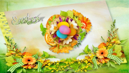 Easter - easter, egg, decoration, flower