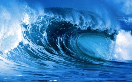 Blue wave - water, nature, blue, ocean, wave