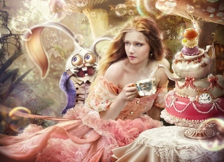 Alice - beautiful, girl, lovely, creative, sweet, fantasy, digital, woman, alice in wonderland, movie, alice, art, wallpaper