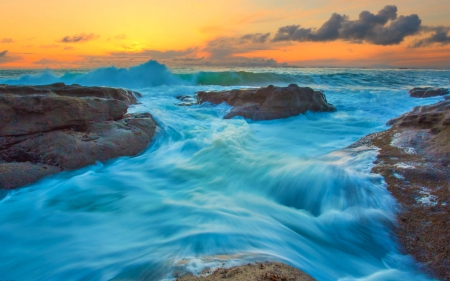 Flowing water - water, nature, rocks, flowing