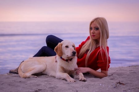 Girl and dog - pretty, puppys, beautiful, dog, lovely, sweet, animal, dogs, cute, puppy, animals