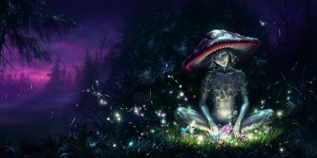 SHROOM FAIRY - mushroom, fairy, abstract, fantasy