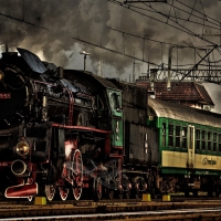 vintage steam train hdr